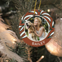 Terracotta Botanical Dog Foto en naam Kerstmis