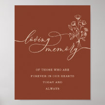 Terracotta Botanical Floral Bouquet Loving Memory