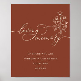 Terracotta Botanical Floral Bouquet Loving Memory Poster