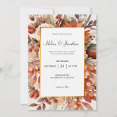 Terracotta Botanical Floral Elegant Wedding Kaart (Voorkant)