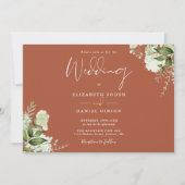 Terracotta Botanical Greenery Monogram Wedding Kaart (Voorkant)