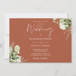 Terracotta Botanical Greenery Monogram Wedding Kaart