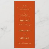 Terracotta Botanical Minimalist Christian Wedding  Programmakaart (Voorkant)