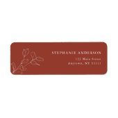 Terracotta Botanical Modern Return Address Label (Voorkant)