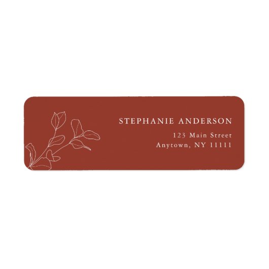 Terracotta Botanical Modern Return Address Label (Voorkant)