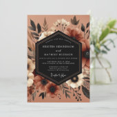 Terracotta Botanical Moody Wedding Kaart (Staand voorkant)