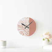 Terracotta Botanical Swirl Modern Ronde Klok (Huis)