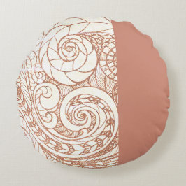 Terracotta Botanical Swirl Rond Kussen