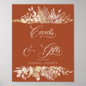 Terracotta Botanical Wedding Cards en Gifts Poster (Voorkant)
