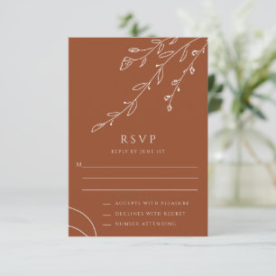 Terracotta Botanical Wedding RSVP Kaart