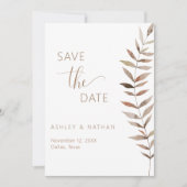 Terracotta Botanische Blad Save the Date Kaart (Voorkant)