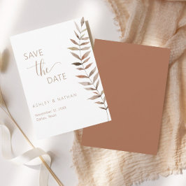 Terracotta Botanische Blad Save the Date Kaart