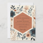 Terracotta Botanische Bloeiende Bruiloft Kaart (Voorkant)
