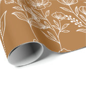 Terracotta Botanische Bloemen Herfst Herfstbruilof Cadeaupapier (Rol Hoek)