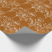 Terracotta Botanische Bloemen Herfst Herfstbruilof Cadeaupapier (Hoek)