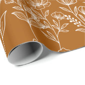 Terracotta Botanische Bloemen Herfst Herfstbruilof Cadeaupapier (Rol Hoek)