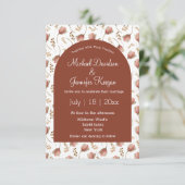 Terracotta botanische boog foto bruiloft kaart (Staand voorkant)