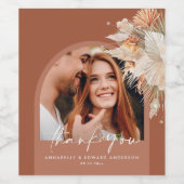 Terracotta botanische boogfoto moderne pampas wijn etiket (Enkel label)