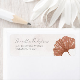 Terracotta Botanische Ginkgo Bruiloft Etiket