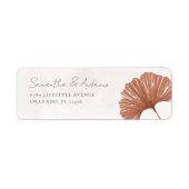 Terracotta Botanische Ginkgo Bruiloft Etiket (Voorkant)