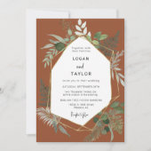 Terracotta Botanische Groen Goud QR Code Foto Kaart (Voorkant)