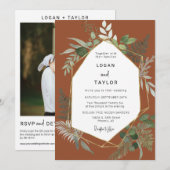 Terracotta Botanische Groen Goud QR Code Foto Kaart (Voorkant / Achterkant)