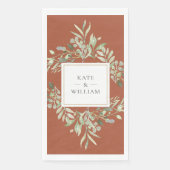 Terracotta botanische groene gebladerte trouw servet (Voorkant)
