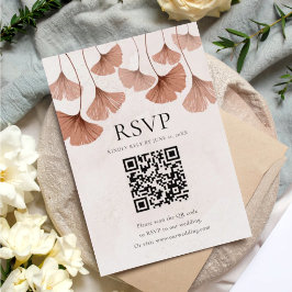 Terracotta Botanische Herfst QR Code RSVP Kaartje