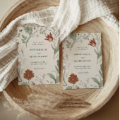 Terracotta  botanische huwelijksuitnodiging kaart
