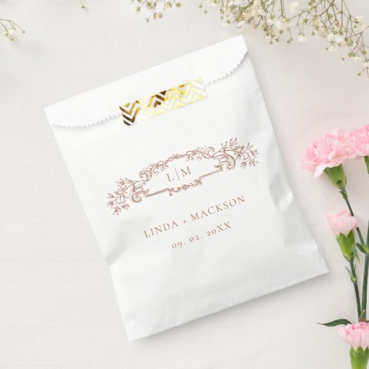 Terracotta botanische kam monogram bruiloft bedankzakje (Gezegeld)