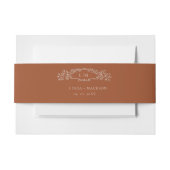 Terracotta botanische kam monogram bruiloft uitnodigingen wikkel (Voorkant Voorbeeld)