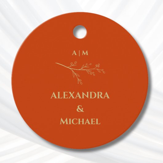 Terracotta Botanische Minimalistische bruiloft Dan Bedankjes Labels