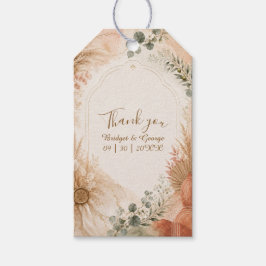 Terracotta botanische pampas eucalyptus bruiloft  cadeaulabel