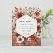 Terracotta Botanische Romantische Bruiloft Kaart (Staand voorkant)