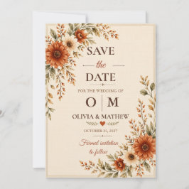 Terracotta Botanische 'Save the Date'-kaart | Rust Save The Date