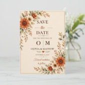 Terracotta Botanische 'Save the Date'-kaart | Rust Save The Date (Staand voorkant)
