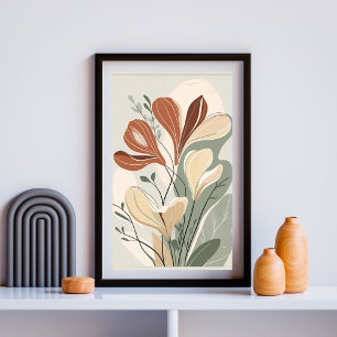 Terracotta Botanische Stroom II – Hedendaagse Orga Poster