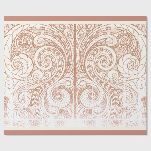 Terracotta botanische swirl cadeaupapier (Vlak)