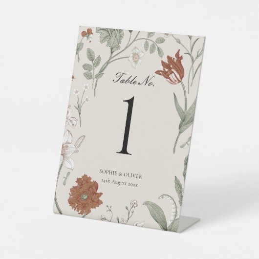 Terracotta Botanische Tafelnummers Reclamebord Met Voetstuk (Voorkant)