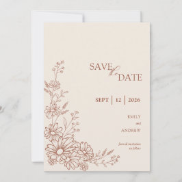Terracotta Botanische Tuintje Bruiloft Save The Date