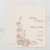 Terracotta Botanische Tuintje Bruiloft Save The Date (Voorkant / Achterkant)