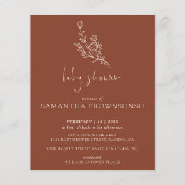 Terracotta Bouquet Botanical Budget Baby shower Flyer