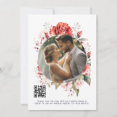 Terracotta Bourgondië Blush Bloemencode QR Wedding Save The Date (Achterkant)