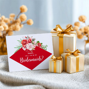 Terracotta Bourgondië Blush Bloemendamesjurk Briefkaart