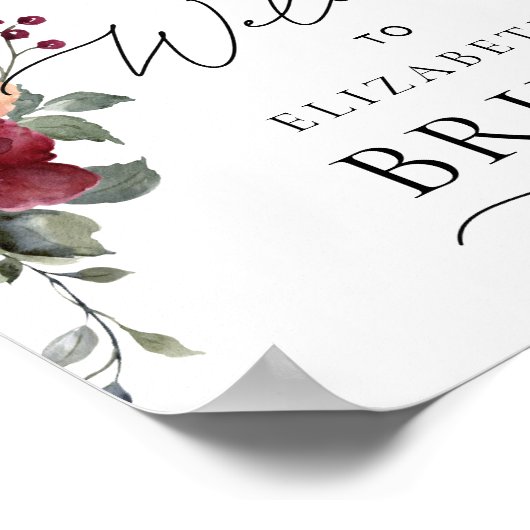 Terracotta Bourgondië Floral Vrijgezellenfeest Wel Poster (Hoek)