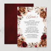 Terracotta Bourgondië Mauve Bloem Geometrische Tro Informatiekaartje (Voorkant / Achterkant)