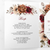 Terracotta Bourgondië Mauve Bloemige Geometrische Drieluik Aankondiging (Binnenzijde eerst)