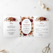 Terracotta Bourgondië Mauve Bloemige Geometrische  Drieluik Aankondiging (Binnen)