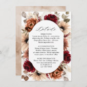 Terracotta Bourgondië Mauve Bloemige Geometrische  Informatiekaartje (Voorkant / Achterkant)