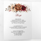 Terracotta Bourgondië Mauve Bloemrijke Geometrisch Drieluik Aankondiging (Binnenzijde eerst)